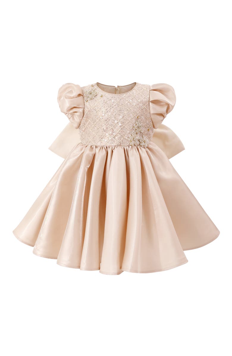 Tulleen Hera Satin Bow Occasion Dress, Main, color, Champagne