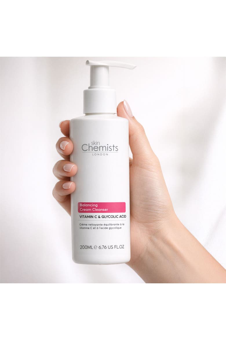 Balancing Vitamin C & Glycolic Acid Cream Cleanser 200ml for Acne & Blemishes, Large Pores, Alternate, color, White