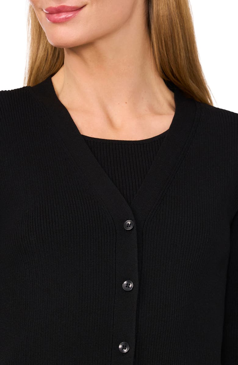 Ted Baker Rib V-Neck Cardigan, Alternate, color, Rich Black