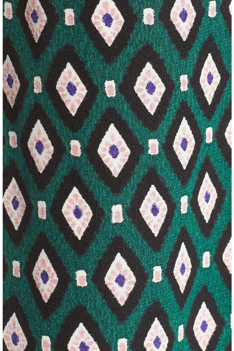 Diamond Print Fringe Trim Silk Skinny Scarf, Alternate, color, GREEN MULTI
