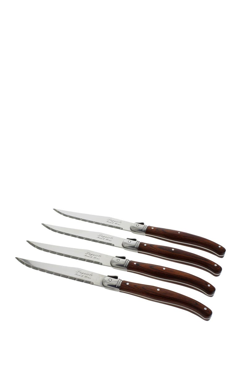 FRENCH HOME Laguiole Pakkawood Steak Knives - Set of 4, Alternate, color, Wood Grain