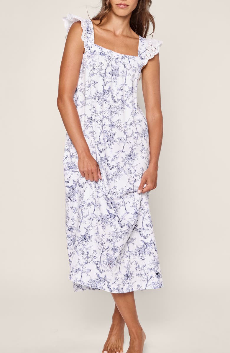 Petite Plume Clara Pima Cotton Nightgown, Main, color, White