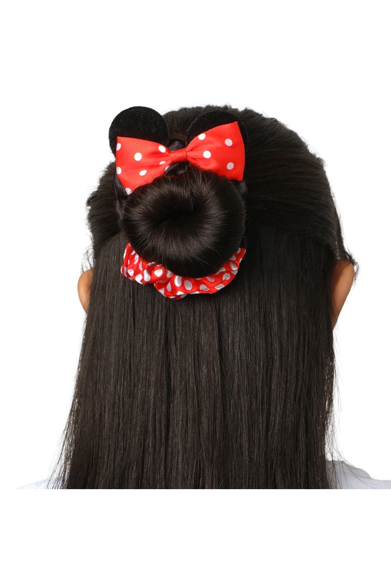 Minnie Mouse Scrunchies 3-Piece Official License, Disney Hair Accessories, Alternate, color, Red