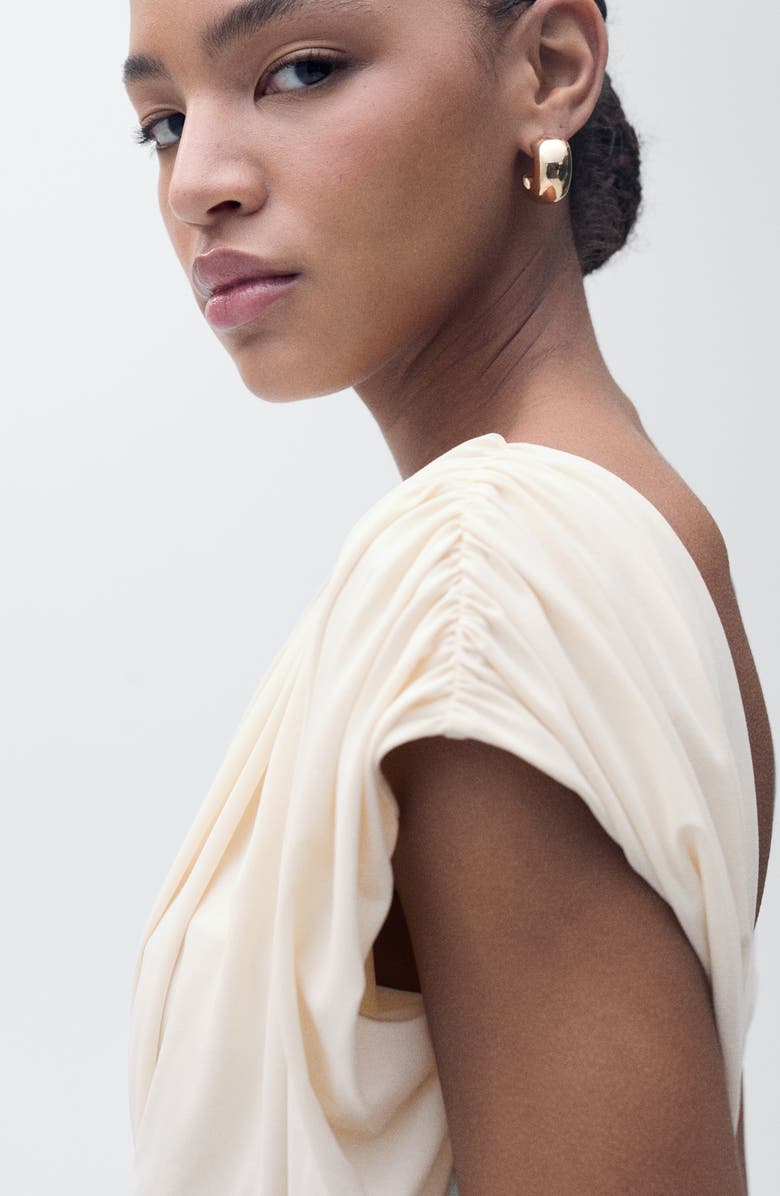 MANGO Draped Pleated Crop Top, Alternate, color, Ecru