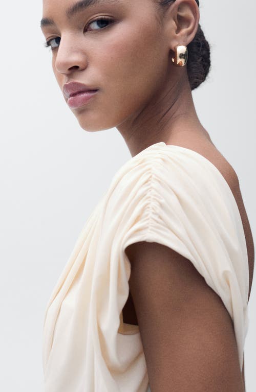 Mango Draped Pleated Crop Top In Neutral