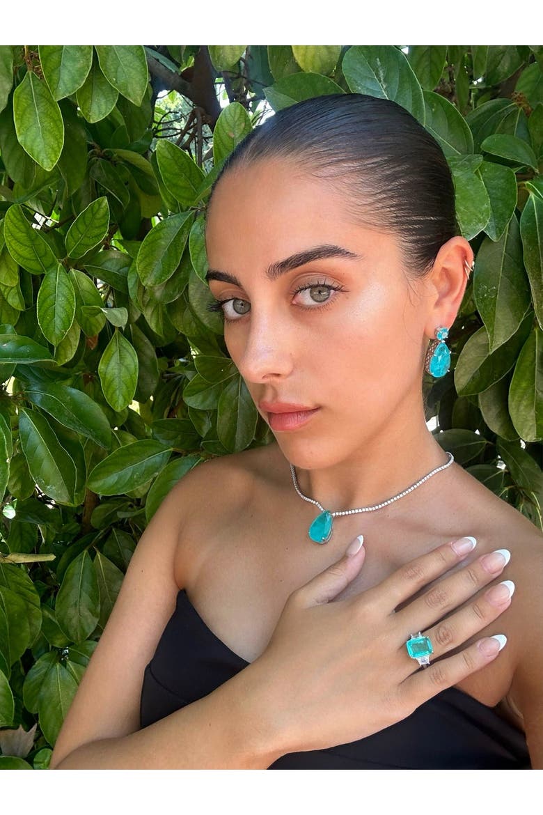 Paraiba stone pear earrings, Alternate, color, Aqua