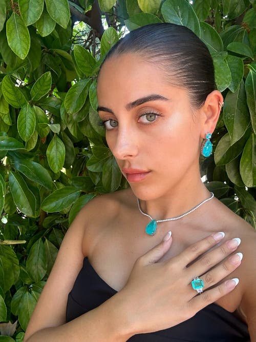 Gemma Azzurro Paraiba Stone Pear Earrings In Blue