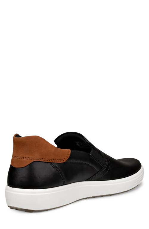 Ecco Soft 7 Slip-on Sneaker In Black/cognac