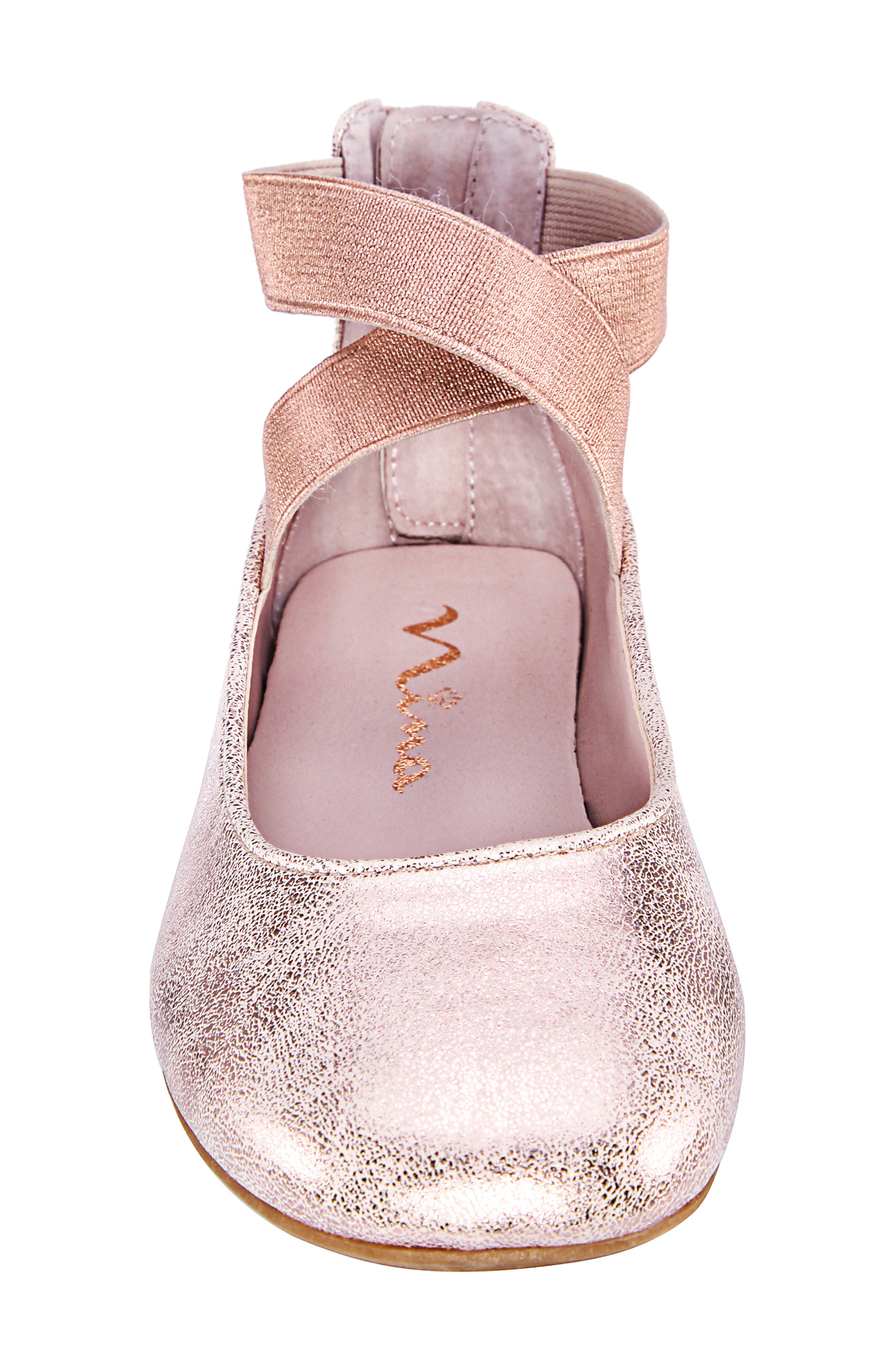Marissa Cross Strap Flat, Alternate, color, ROSEGOLD DISTRESSED