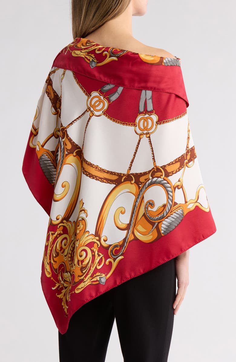 La Fiorentina Chain Print Poncho, Alternate, color, Red