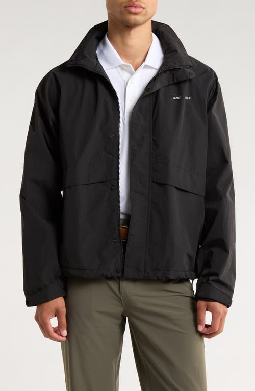 Quiet Golf De Lux Waterproof Hooded Jacket in Black 