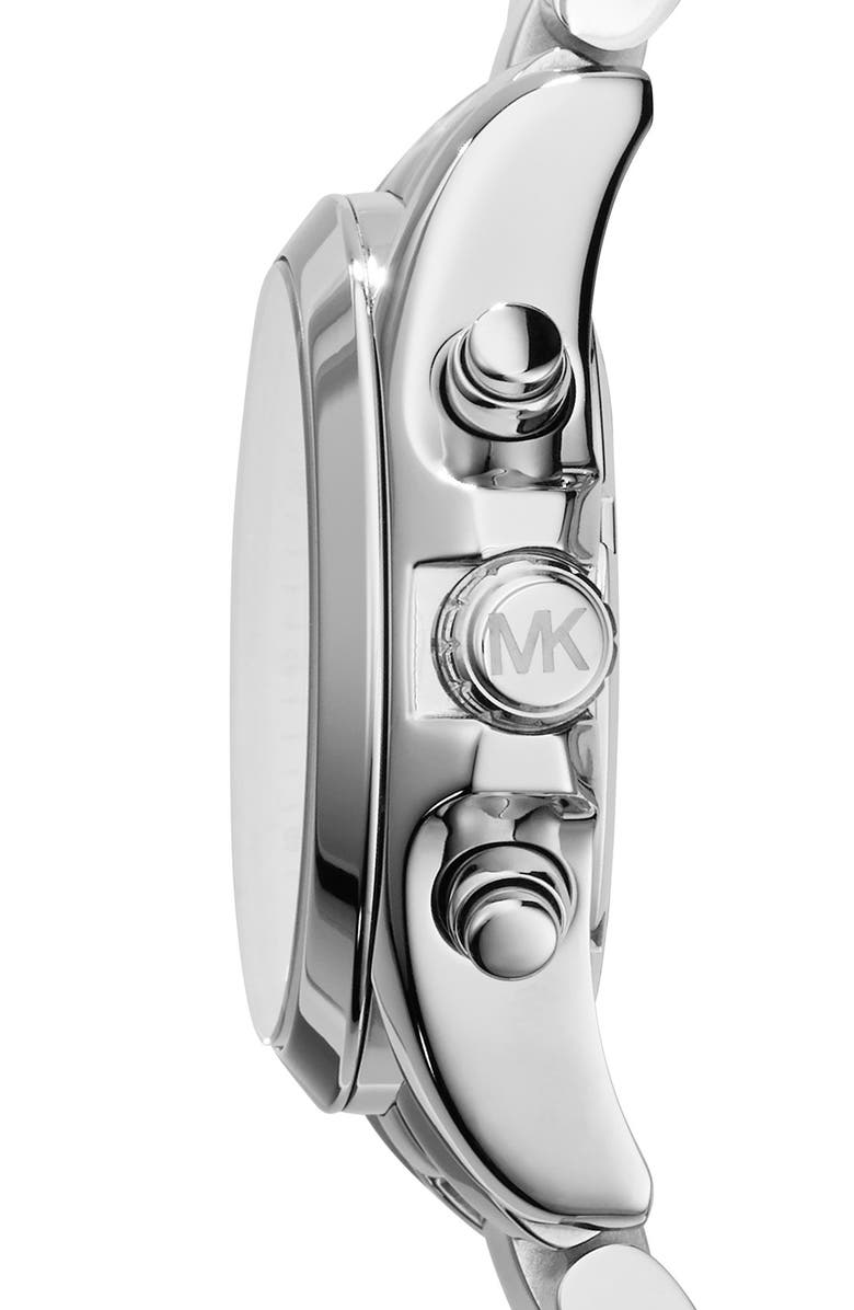 Michael Kors 'Bradshaw - Mini' Chronograph Bracelet Watch, 36mm, Alternate, color, Silver