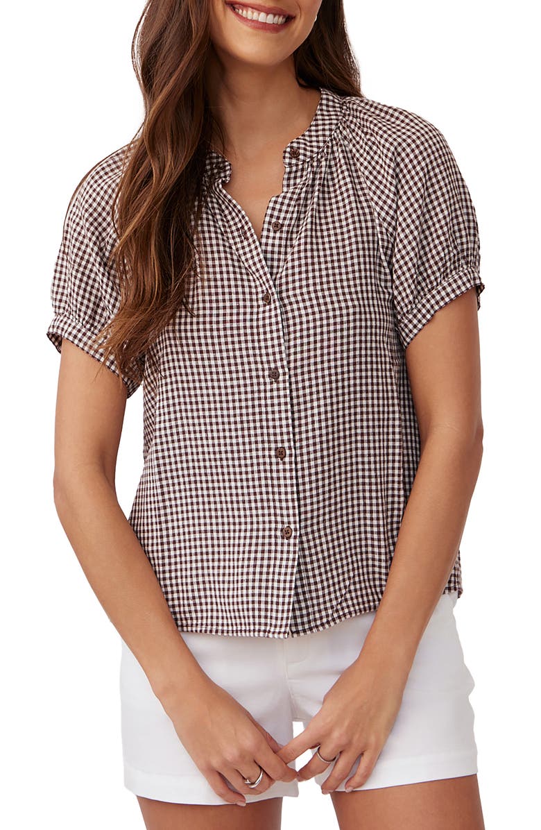 Bella Dahl Gingham Short Sleeve Button-Up Shirt, Main, color,
