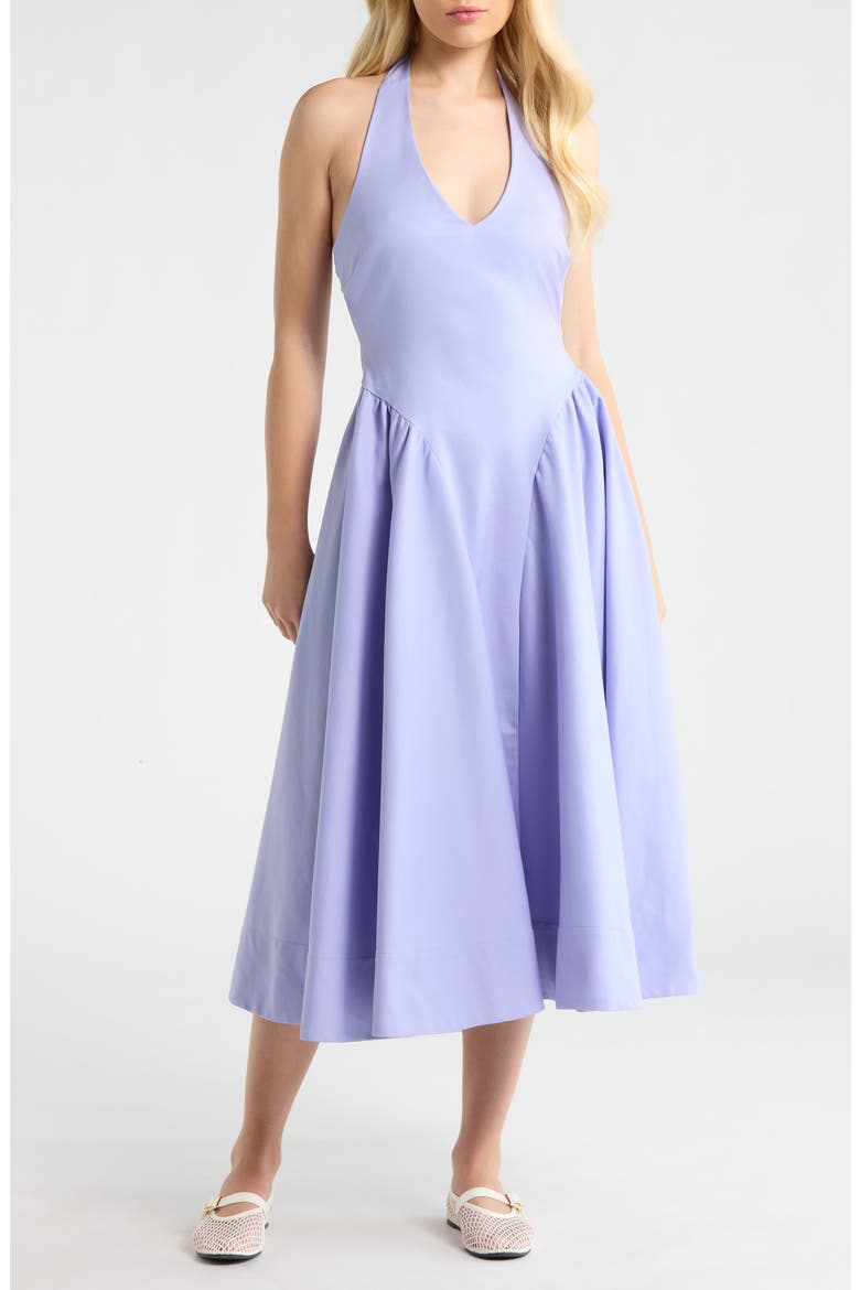 Meana Halter Neck Cotton Blend Dress, Main, color, PERIWINKLE