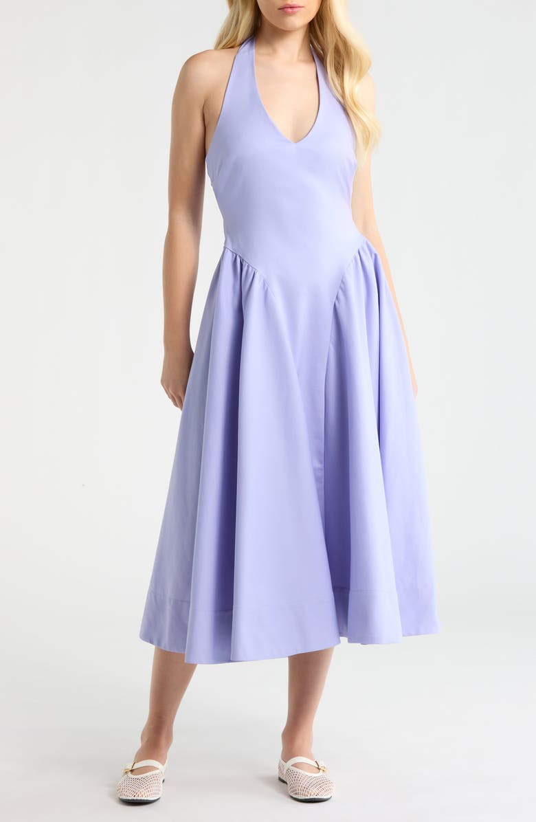 ASTR the Label Meana Halter Neck Cotton Blend Dress, Main, color, Periwinkle