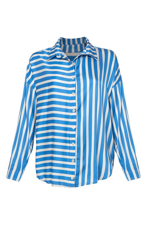 Maaji Azure Manele Stripe Cover-up Shirt In Open Blue