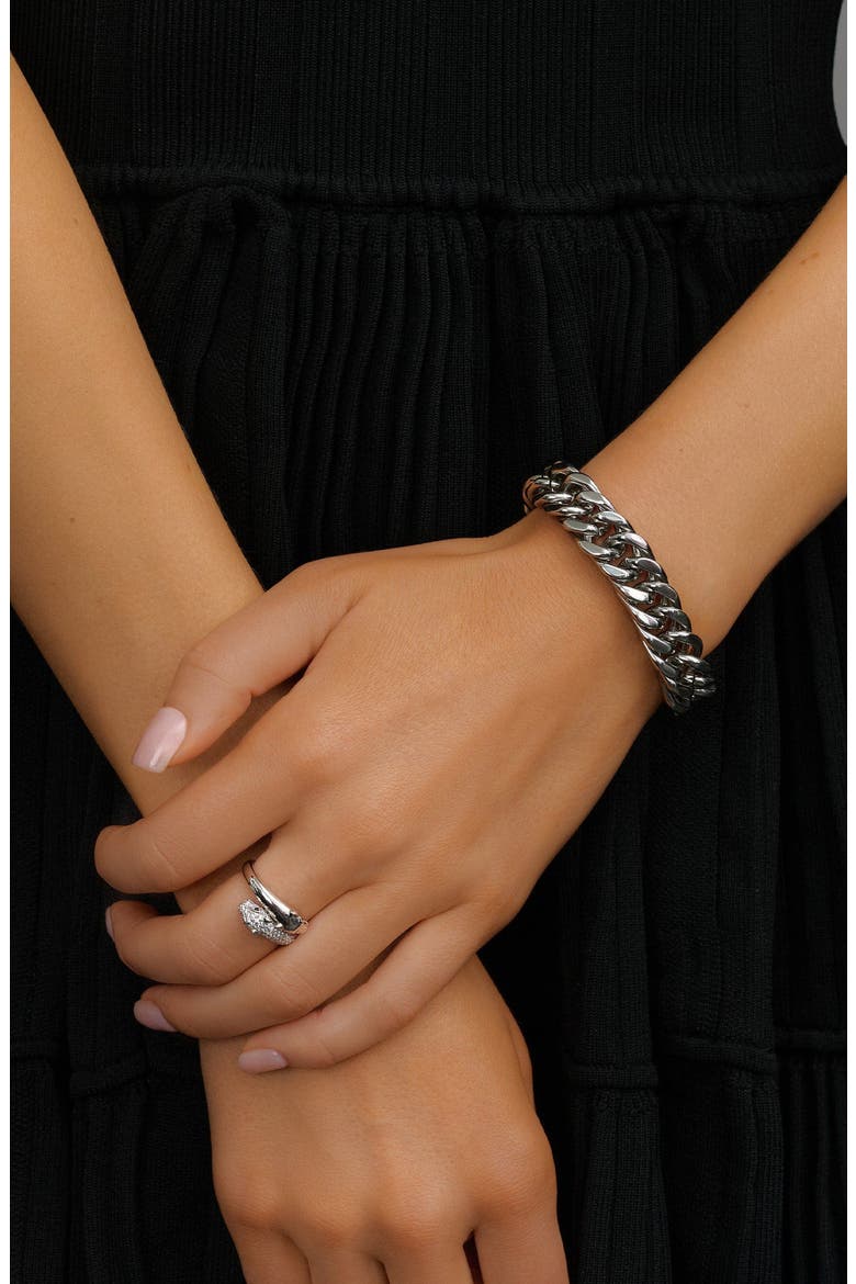 Chunky Cuban Chain Bracelet, Alternate, color, Silver