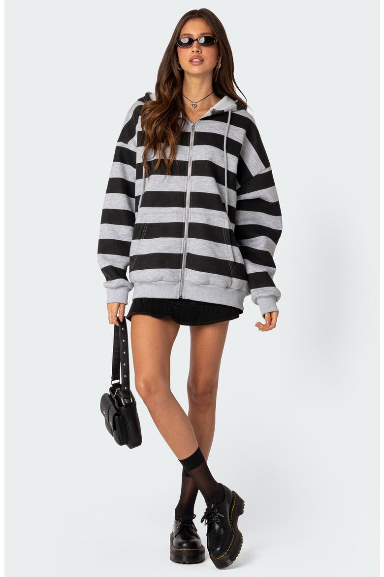 Maritza Oversize ZIp Hoodie, Alternate, color, GRAY-MELANGE