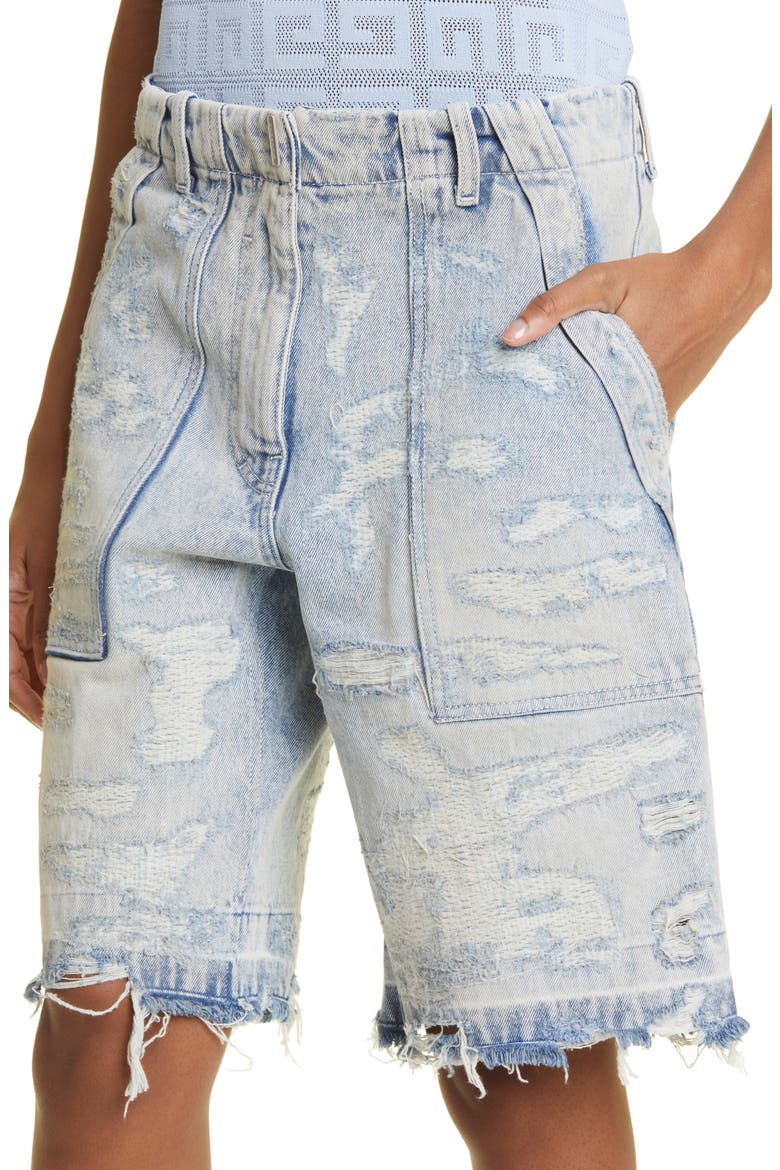 Rip & Repair High Waist Denim Cargo Shorts, Alternate, color, 452-LIGHT BLUE