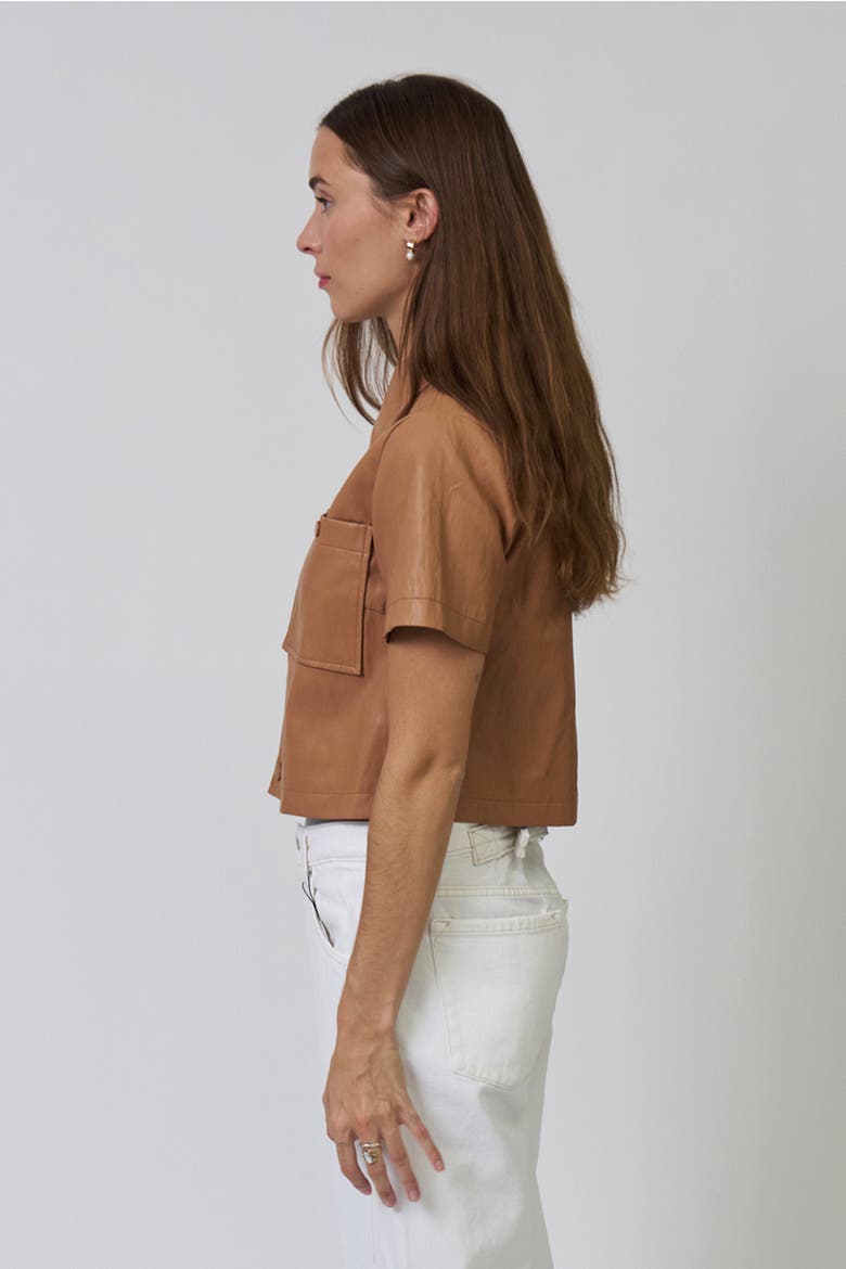 Chelsea Faux Leather Cropped Jacket, Alternate, color, BROWN