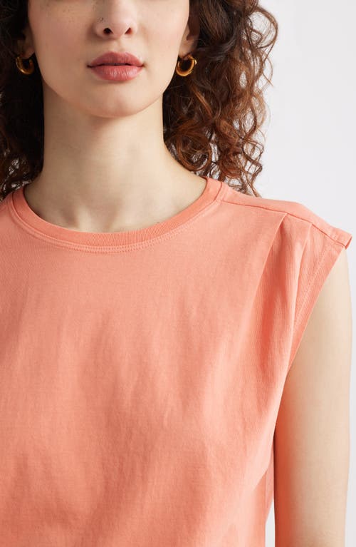 Treasure & Bond Pleat Shoulder Cotton Tank In Coral Apple