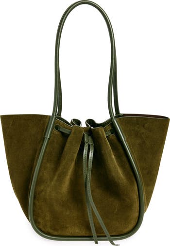 Large Ruched Suede Tote