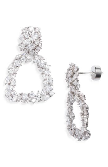 Nordstrom Fancy Cubic Zirconia Square Drop Earrings In Silver