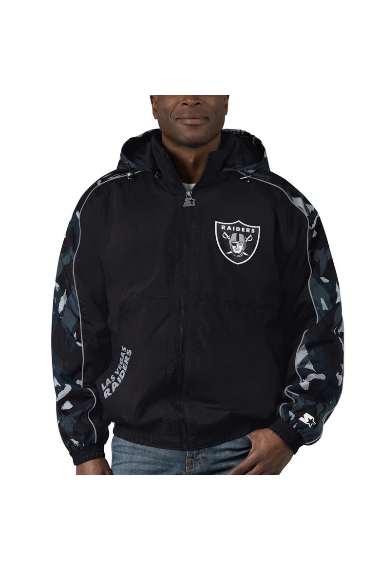 Men's Starter Black Las Vegas Raiders Thursday Night Gridiron Full-Zip Hoodie, Main, color, Black