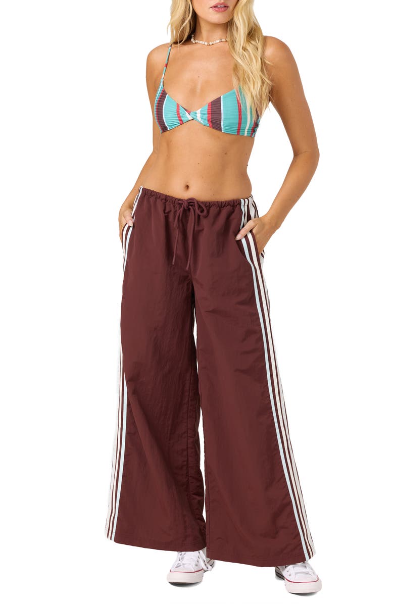 O'Neill Blaine Striped Wide Leg Pants, Alternate, color, Chocolate