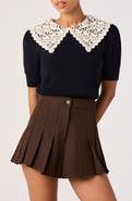 ASTR the Label Carianne Lace Collar Short Sleeve Sweater