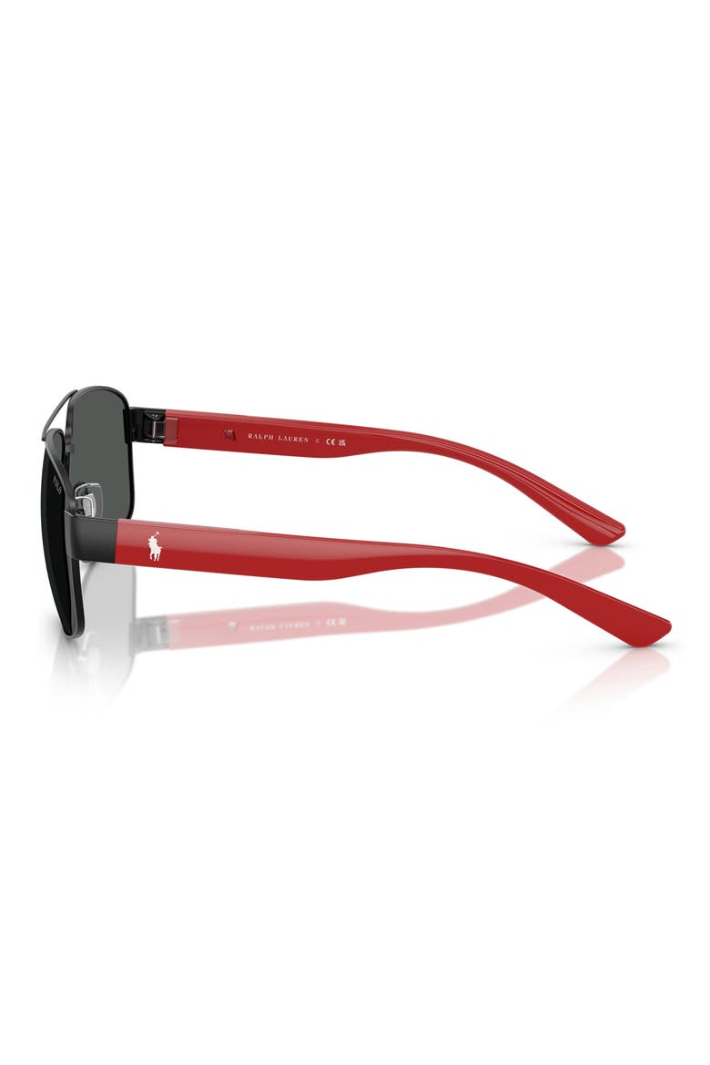 62mm Oversize Pilot Sunglasses, Alternate, color, SEMI SHINY BLACK / DARK GREY