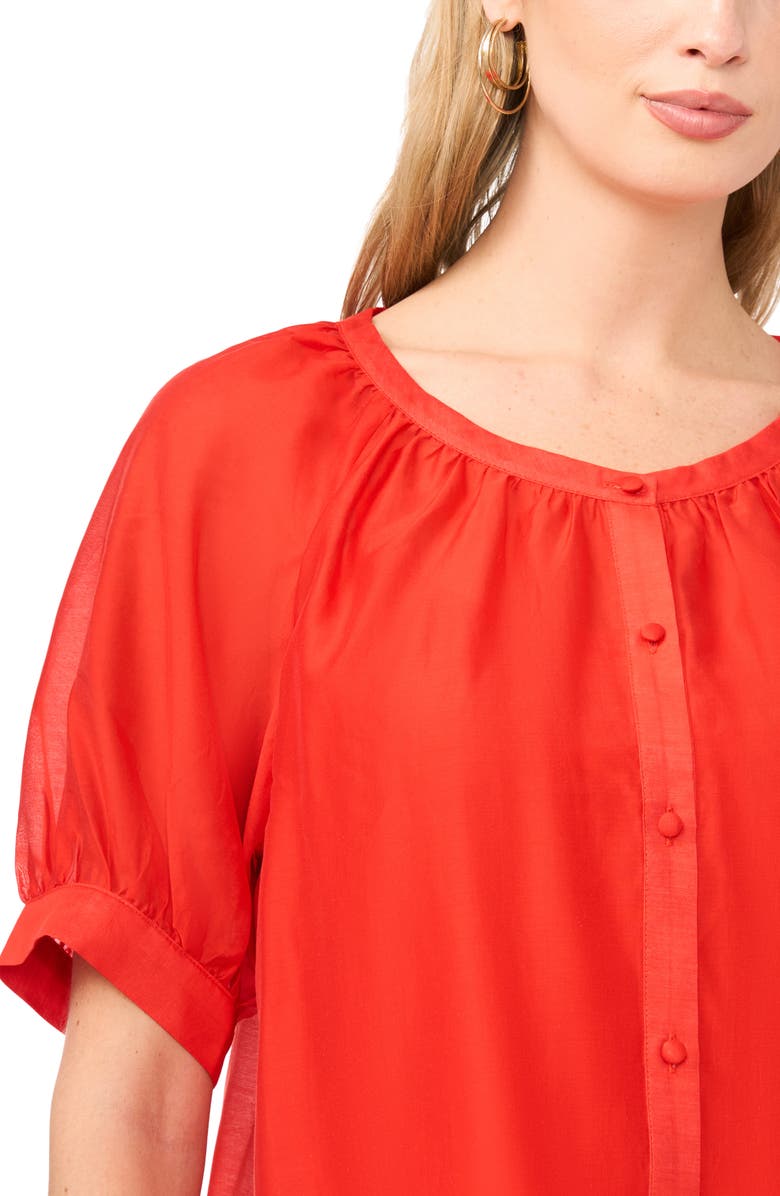 Vince Camuto Puff Sleeve Top, Alternate, color, Lobster Red