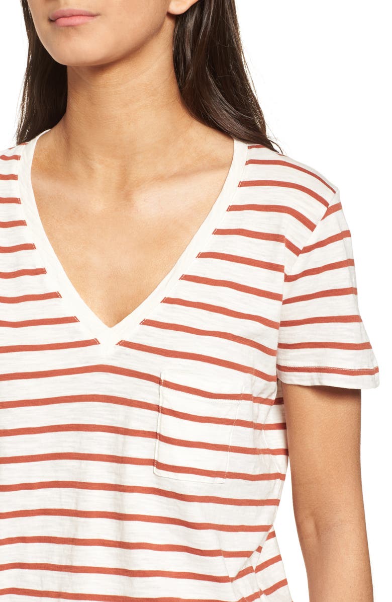 Madewell Whisper Cotton Stripe V-Neck Tee, Alternate, color, 