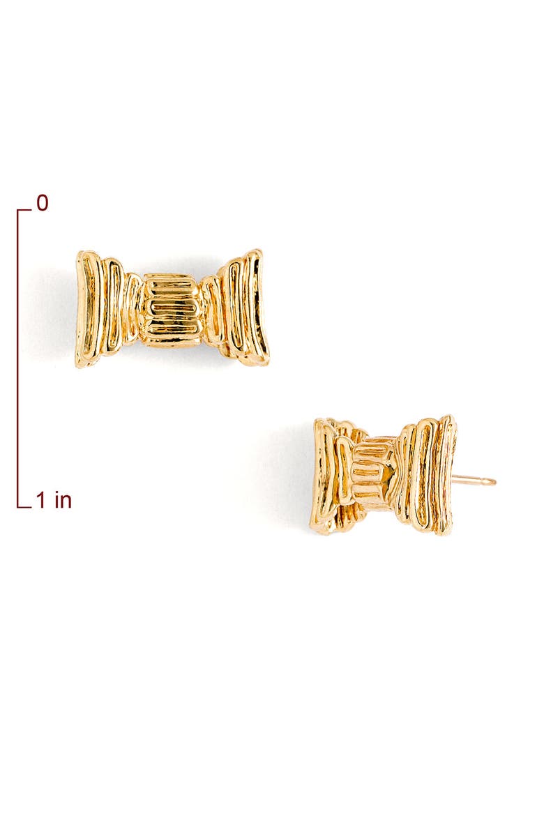 'all wrapped up' bow stud earrings, Alternate, color, GOLD