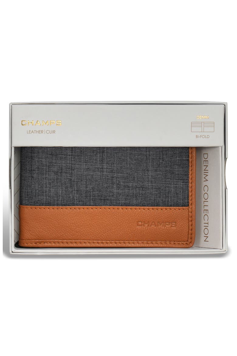 Denim Bifold Wallet, Alternate, color, TAN/ BLACK