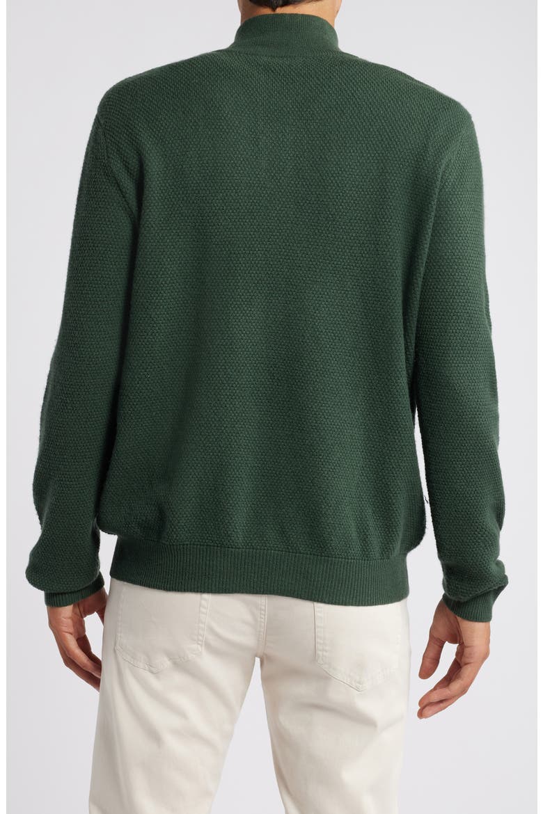 Merino Wool & Cashmere Bird's Eye Quarter Zip Sweater, Alternate, color, JUNIPER