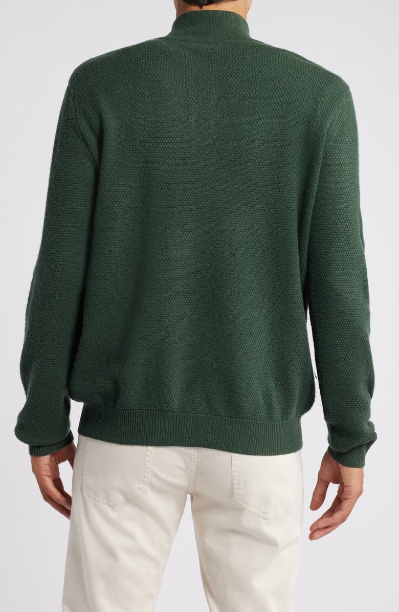 Lorenzo Uomo Merino Wool & Cashmere Bird's Eye Quarter Zip Sweater, Alternate, color, Juniper