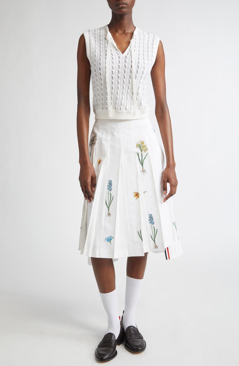 Thom Browne Sheer Baby Cable Sleeveless Sweater, Alternate, color, White