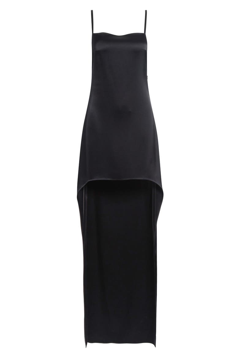 Backless Satin Dress, Alternate, color, BLACK