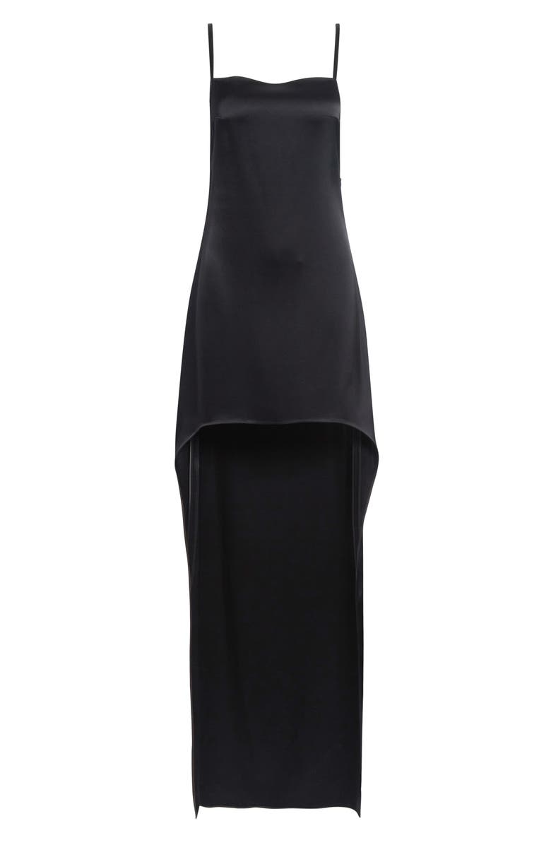 Courrèges Backless Satin Dress, Main, color, Black