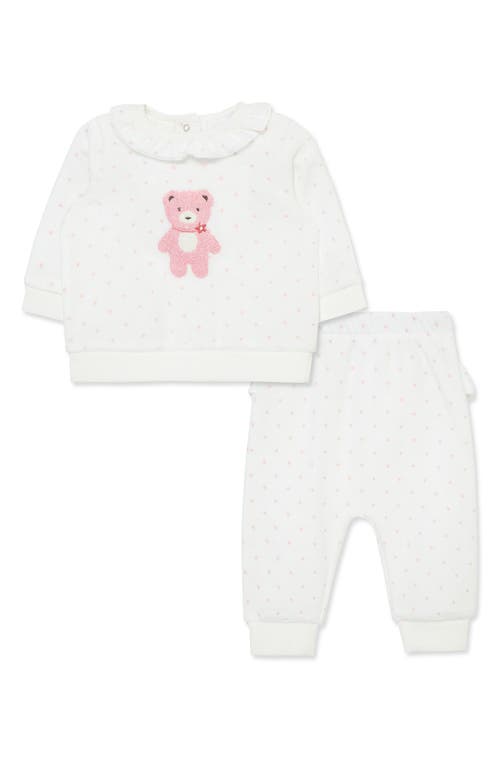 Shop Little Me Sweet Bear Velour Top & Leggings Set In Ivory
