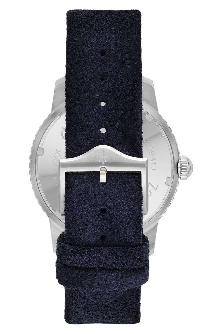 GMT Automatic Leather Strap Watch, 40mm, Alternate, color, BLUE