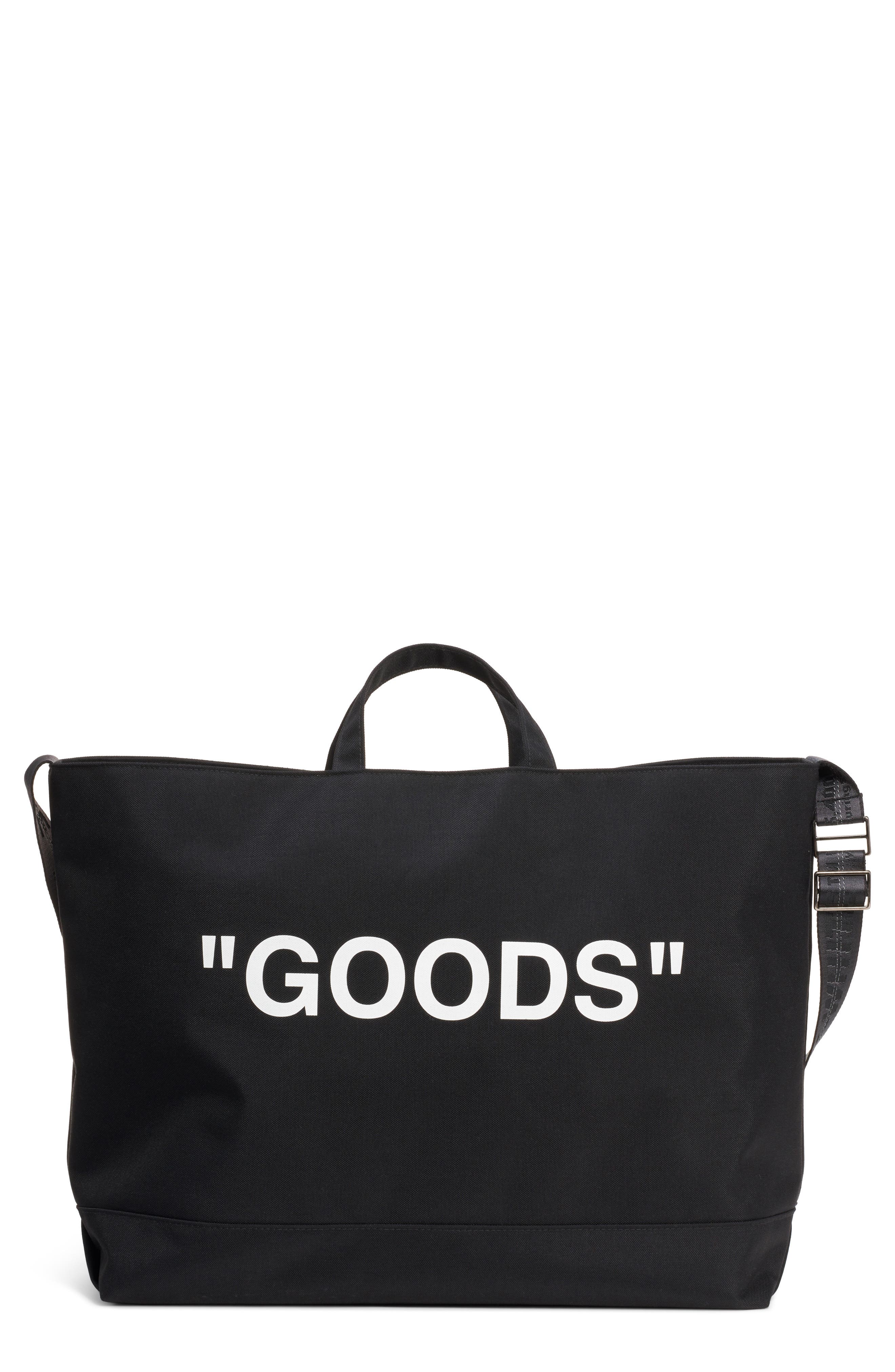 Off-White Goods Quote Tote, Main, color, 