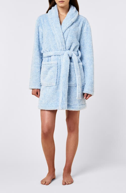 Papinelle Cosy Plush Short Robe in Winter Blue 