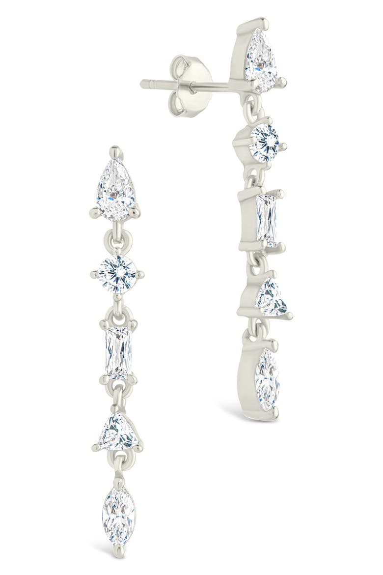 Jacinda Cubic Zirconia Drop Earrings, Main, color, SILVER