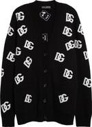 Dolce&Gabbana DG Logo Intarsia V-Neck Cashmere Cardigan