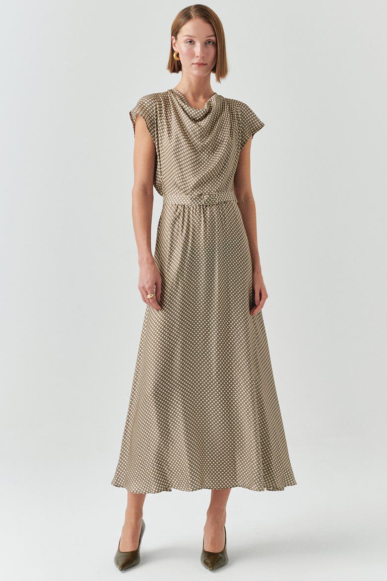 Leslie Midi Dress, Main, color, Beige Patterned