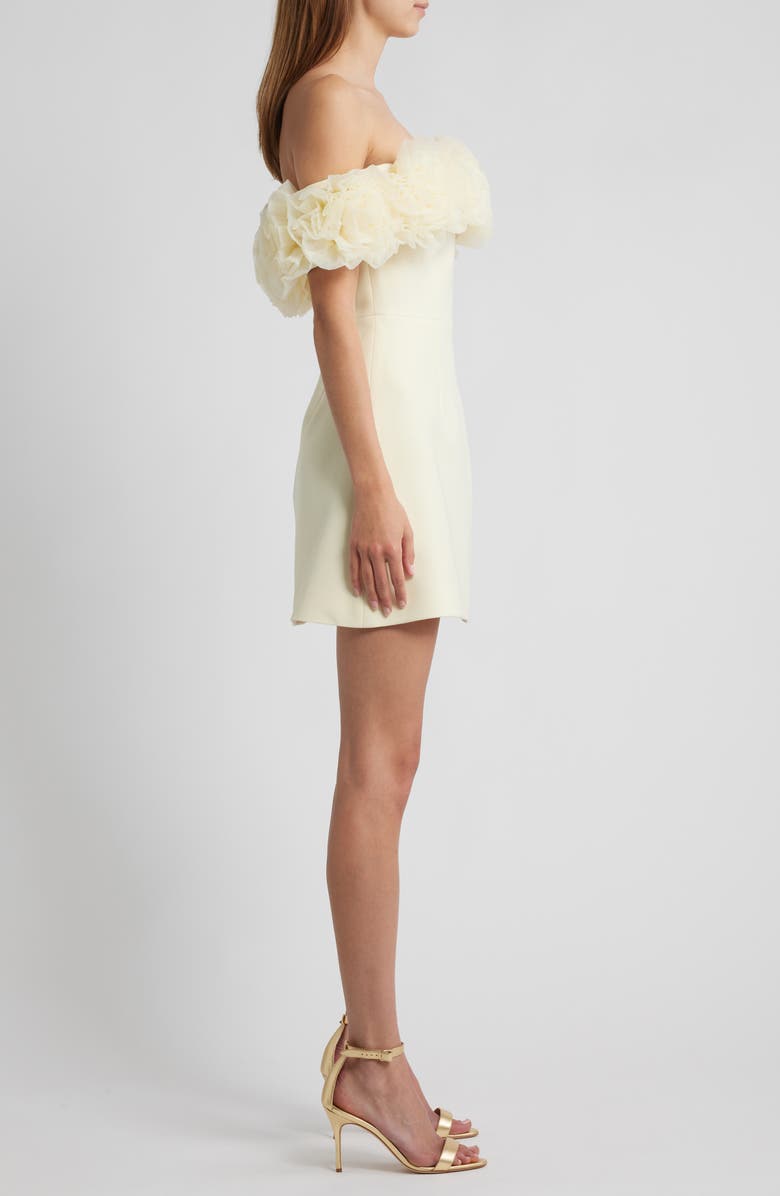 Sonya Moda Nahla Rosette Off the Shoulder Cocktail Minidress, Alternate, color, Butter Yellow