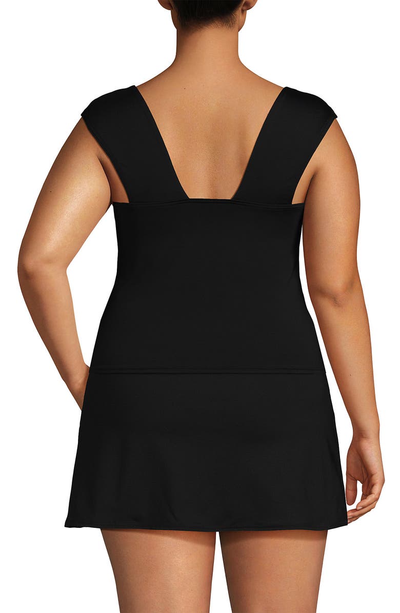 Lands' End Womens Square Neck Underwire Square Back Tankini Swimsuit Top, Alternate, color, Black