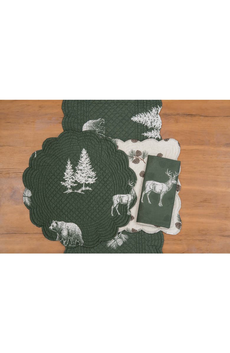 C&F Home Fernwood Forest 100% Cotton Quilted Set of 6 Placemats 17", Alternate, color, White